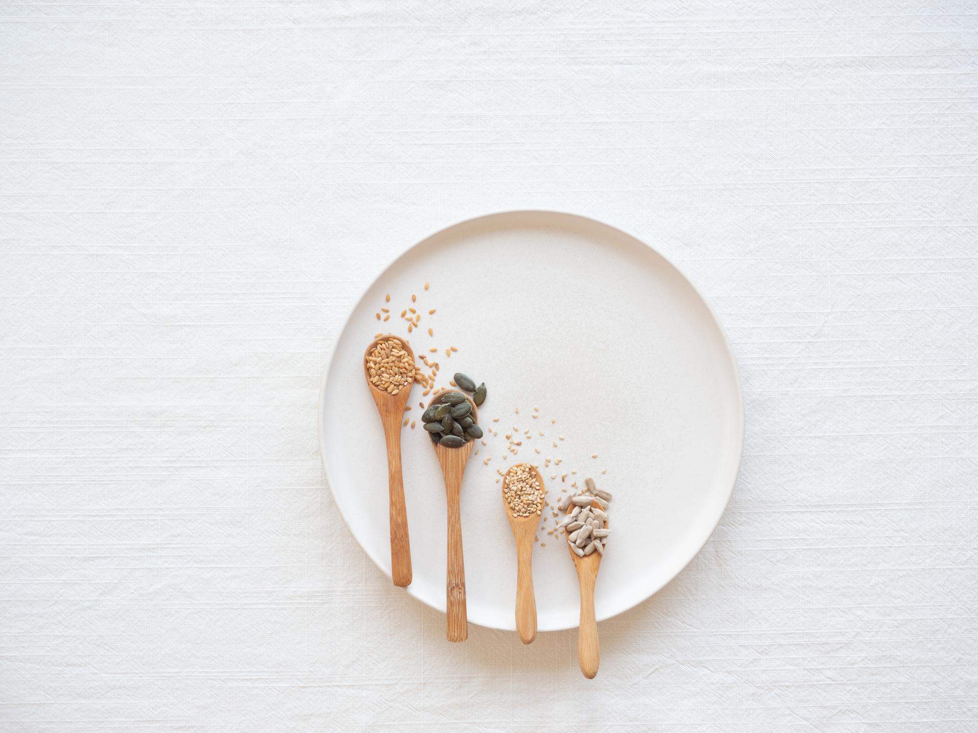Flat lay of three plated tasting portions